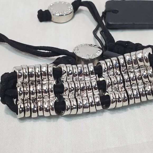 A/X Silver & Black Adjustable Bracelet by Armani Exchange - Picture 4 of 9